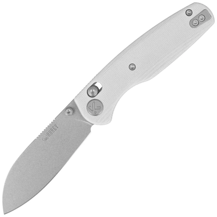 Kubey Breeze Knife White G10, Stonewashed 14C26N by Caleb Waltman (KU288E)