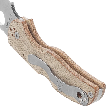 Spyderco Native 5 Knife Brown Canvas Micarta, Satin CPM Cru-Wear by Sal Glesser (C41MPCW5)