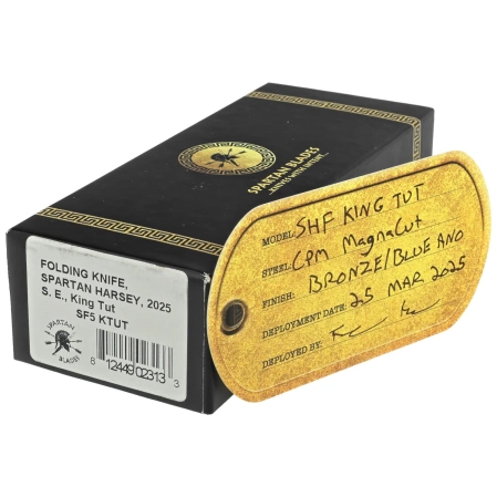 Spartan Blades Harsey Folder King Tut Bronze Titanium, Blue HW, Stonewashed MagnaCut by William W. Harsey (SF5KTUT)