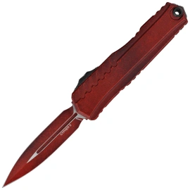 Microtech Cypher II D/E OTF Knife Weathered Crimson Aluminum, Weathered Crimson M390MK by Deryk Munroe i Tony Marfione (1242-1WCM)