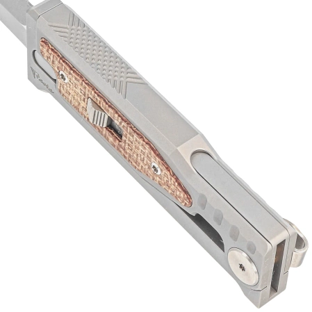 Reate Knife Mini EXO OTF Gravity D/E Bead Blasted Titanium/Burlap Micarta, Stonewashed CPM 3V