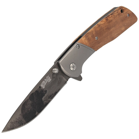 Nóż składany myśliwski Herbertz CJH motyw 3D Niedżwiedż Olive Wood, Titanium Coated (44161 - 55010)