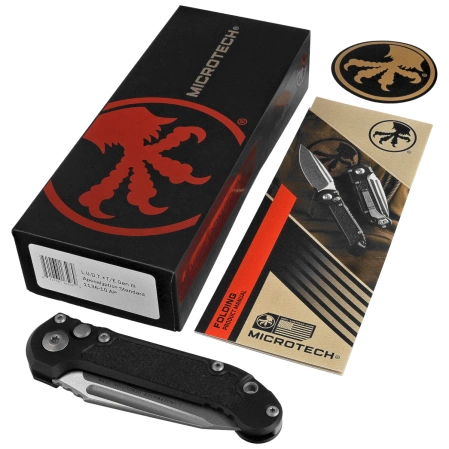 Microtech LUDT Gen III T/E Automatic Knife Black Aluminum, Apocalyptic M390MK by Tony Marfione (1136-10AP)