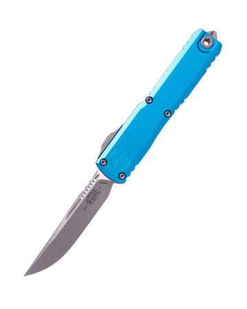 Microtech Ultratech Gen IV S/E OTF Knife Blue Aluminum, Apocalyptic M390MK by Tony Marfione (11214-10APBL)
