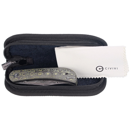 CIVIVI Appalachian Drifter Yellow G10/Rose Pattern Carbon Fiber, Damascus (C2015DS-3)