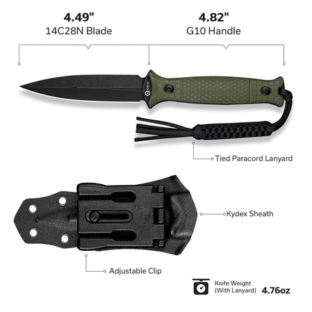 Nóż Civivi Perfrico OD Green G10, Black Stonewashed 14C28N (C23026-2)