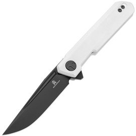 Bestechman Mini Dundee DD Knife White G10, Black PVD D2 by Ostap Hel (BMK08B)