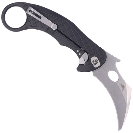 LionSteel L.E.One Knife Black Aluminum, Stonewashed MagnaCut by Emerson Design (LE1 A BS)