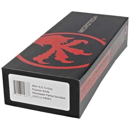 Microtech MSI S/E White Tri-Grip Polymer, Stonewashed M390MK by Tony Marfione (210T-11PMWH)