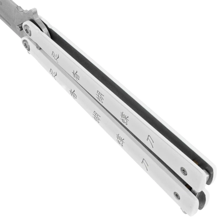 Nóż składany motylek Martinez Albainox Balisong Ninja Dragon White Stainless, Satin 3Cr13MoV (02096)