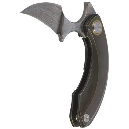 Bestech Strelit Bronze Stonewashed Titanium, Damascus by Ostap Hel Knife (BT2103J)