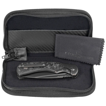 Fox 40th Anniversary Folding Knife Marble Carbon Fiber, Black PVD M390 knife (FX-F2017 R)