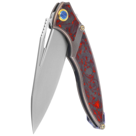 Rike Knife RK 1902 R/CF Titanium/Red Carbon Fiber, Bead Blasted M390