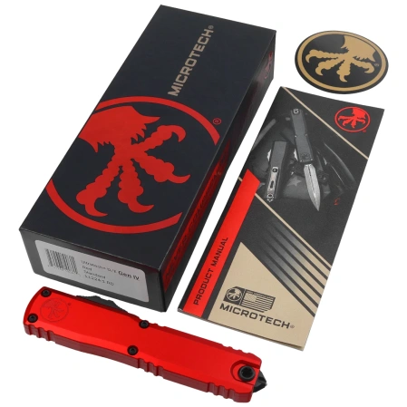 Microtech Ultratech Gen IV D/E OTF Knife Tactical Red Aluminum, Black M390MK by Tony Marfione (11224-1RD)