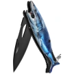 Martinez Albainox Fishing 2 Knife Key-ring Blue Aluminum, Black 3Cr13MoV (25144 BL)
