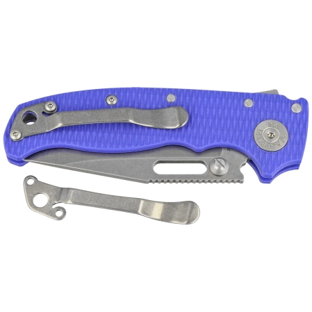 Demko AD20.5 CP Knife Blue #2 G10, Stonewashed CPM 20CV by Andrew Demko (AD20.5-20CV-BLUE 2 G10-CP)