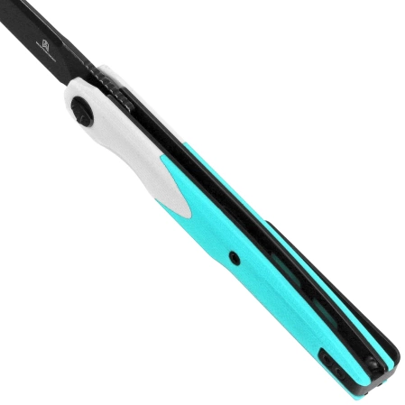 Nóż składany Bestechman Lanza White/Light Blue G10, Grey PVD 14C28N by Grzegorz Grabarski (BMK14D)