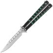 Third Decor Habitat Balisong Black/Green Stainless Steel, Satin Butterfly Knife (16071V)