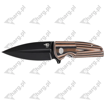 Bestech Knife Fin Black / Orange / Beige G10, Black Stonewashed 14C28N (BG34C-3)