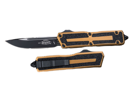 Microtech Scarab II Gen III S/E OTF Knife Tan Aluminium, Black M390MK by Tony Marfione (1278-1TA)