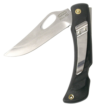 Mikov Crocodile Black ABS Folding Knife, Mirror Finish with Clip (243-NH-1/B BLACK/CLIP)