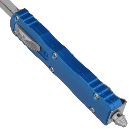 Nóż automatyczny OTF Microtech Dirac D/E Blue Aluminium, Stonewashed M390 by Tony Marfione (225-10BL)