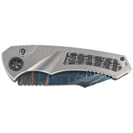 Heretic Knife Pariah-A Custom Titanium / Fat Carbon Snakeskin Inlays, Blued Baker Forge Elite AuroraMai Damascus by Tony Marfione Jr.