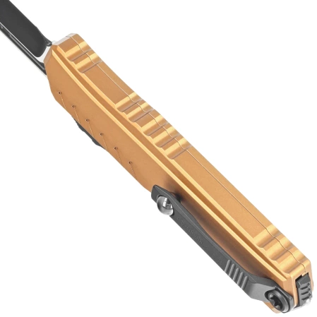 Nóż automatyczny OTF Microtech Cypher II S/E Tan Aluminium, Black M390MK by Deryk Munroe and Tony Marfione (1241-1TA)