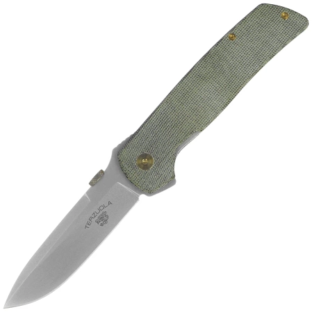 Fox Original Gangster Knife OD Green Canvas Micarta, Stonewashed MagnaCut by Bob Terzuola (FX-ATC-OG01 MOD)