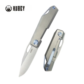 Kubey Verijero Knife Grey Titanium, Satin 14C28N by George Ovchinnikov (KB340A)