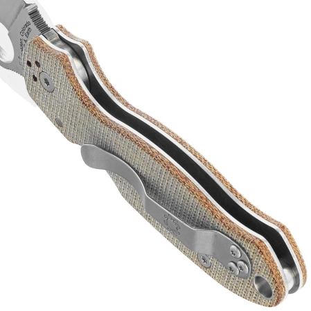 Spyderco Para 3 Knife Brown Canvas Micarta, Satin Cru-Wear by Sal and Eric Glesser (C223MPCW)