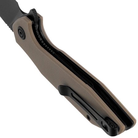 Kubey Nova LL KU117K Knife Tan G10, Blackwashed D2