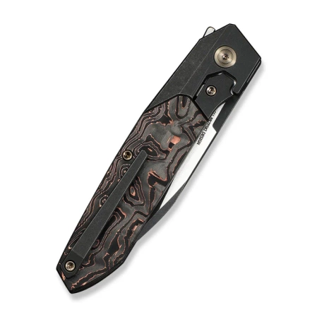 Nóż składany WeKnife Brr15 Black Titanium/Copper Foil Carbon Fiber, Black Stonewashed/Satin M390 by Rafal Brzeski (WE24007-1)