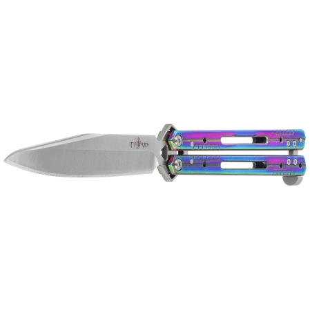 Third Decor Habitat Balisong Rainbow Titanium Stainless Steel, Satin 420 Butterfly Knife (K2920W)