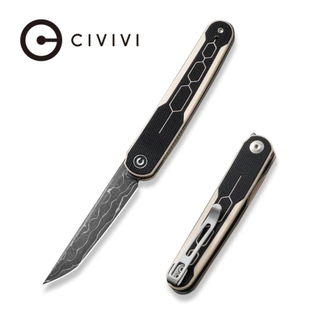 Civivi Knife KwaiQ Ivory/Black G10, Damascus by Rafal Brzeski (C23015-DS1)