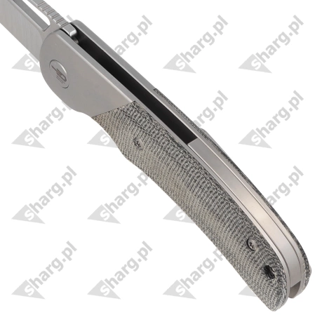 Nóż składany Bestech Syn Grey Titanium / Black Canvas Micarta, Hand Rubbed Stonewashed / Satin Elmax by Evolved EDC (BT2306B)