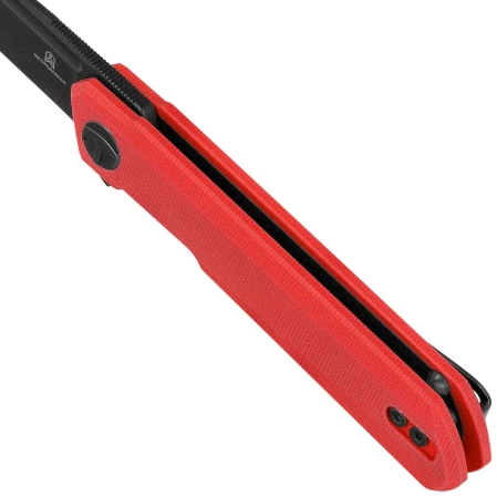 Bestechman Mini Dundee Special Red G10 Knife, Black PVD D2 by Ostap Hel (BMK03N)