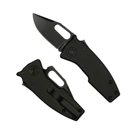 Demko Nano-Shark Stealth CP Knife Black Aluminum, Black DLC CPM 20CV by Andrew Demko (NANO-20CV-Black ALUM-CP)