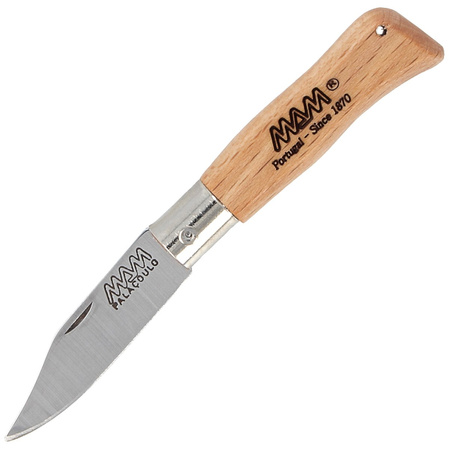 MAM Douro Mini Pocket Knife with Leather Etui, Light Beech Wood 45mm (2003-LW)