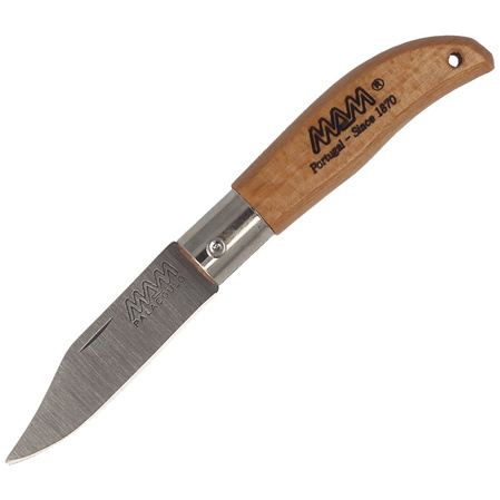 MAM Iberica Mini Keychain Knife, Light Beech Wood, Inox HW, Satin 420 (2001-LW)