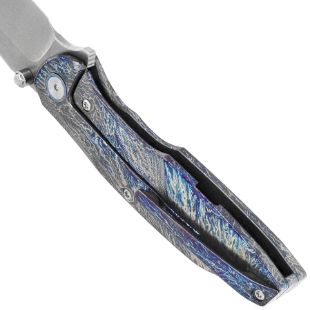 Remette RT-Cool Whale Knife Lightning Pattern Titanium, Manual Fine Grinding Pearlescent M390 (RTCL-T3)