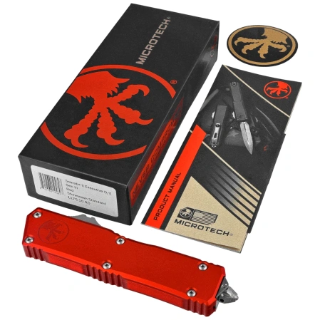 Nóż automatyczny OTF Microtech Scarab II Gen III Executive D/E Red Aluminium, Stonewashed M390MK by Tony Marfione (1175-10RD)