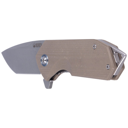 Kubey Knife Campe, Tan G10, Sandblast D2 (KU203C)