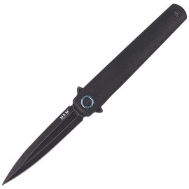 MKM Flame Dagger Black Titanium, Black Stonewashed M390 by Michael Zieba (MK FL02-TDSW)