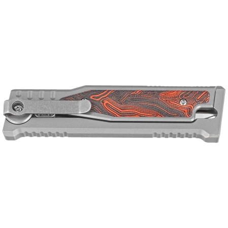 Nóż grawitacyjny Reate EXO-M Gravity D/E Bead Blasted Titanium/Damascus Red-Black G10, Satin Elmax