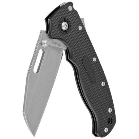 Demko Knife AD20.5 Shark Foot Black Grivory, Stonewashed D2 by Andrew Demko (205-BLK-D2-EP)