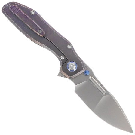 Nóż składany Remette TwoFace Blue Stonewashed Titanium, Fine Grinding Pearlescent M390 (DSTF-B)
