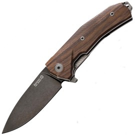 LionSteel KUR Knife Santos Wood, Black PVD/Stonewashed Sleipner by Molletta (KUR BST)