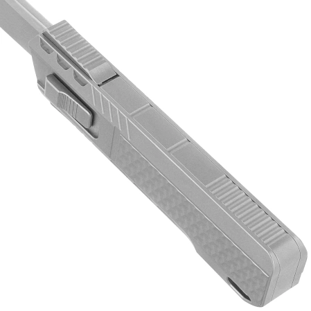 Nóż grawitacyjny Remette RT-Sharp Leopard Titanium, Manual Fine Grinding Pearlescent/Manual Wire Drawing M390 (ZL301A)