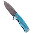 LionSteel ROK Knife Blue Titanium, Chad Nichols Scrambled Damascus (ROK DD BL)